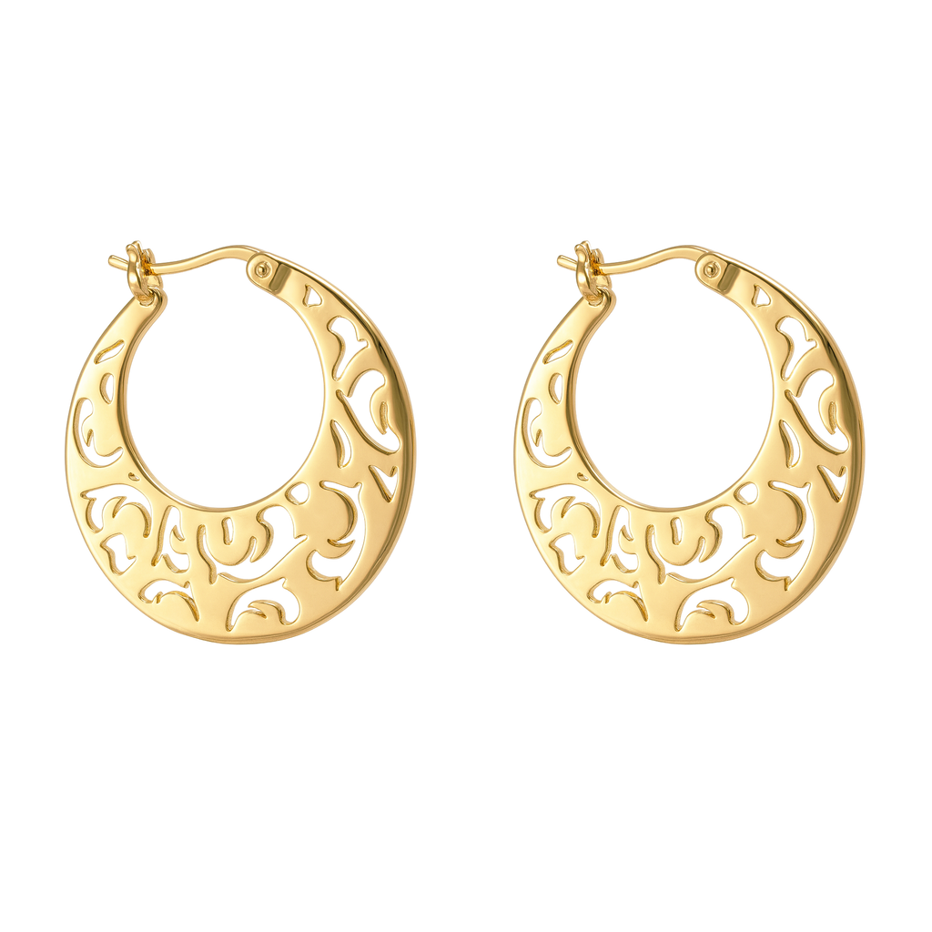 Boucles d’oreilles créoles ajourées – Plaqué or