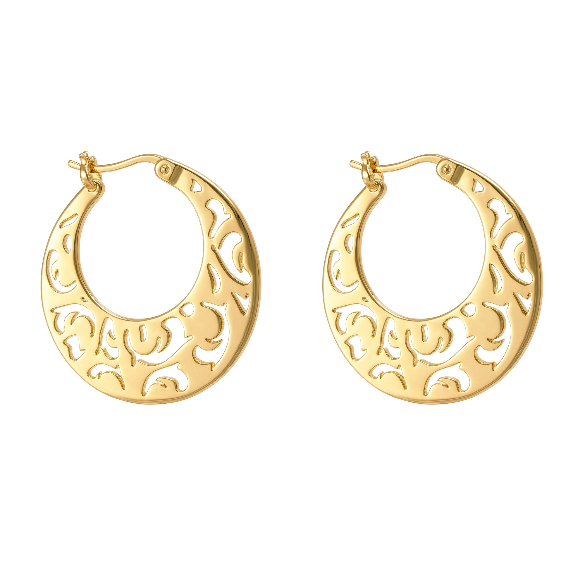 Boucles d’oreilles créoles ajourées – Plaqué or