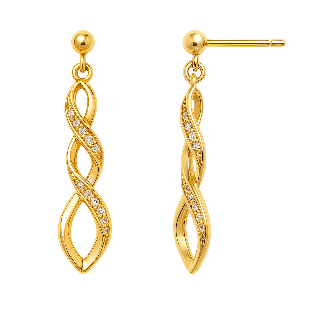 Boucles d’oreilles en Plaqué Or – Torsade Éclat & Zirconium