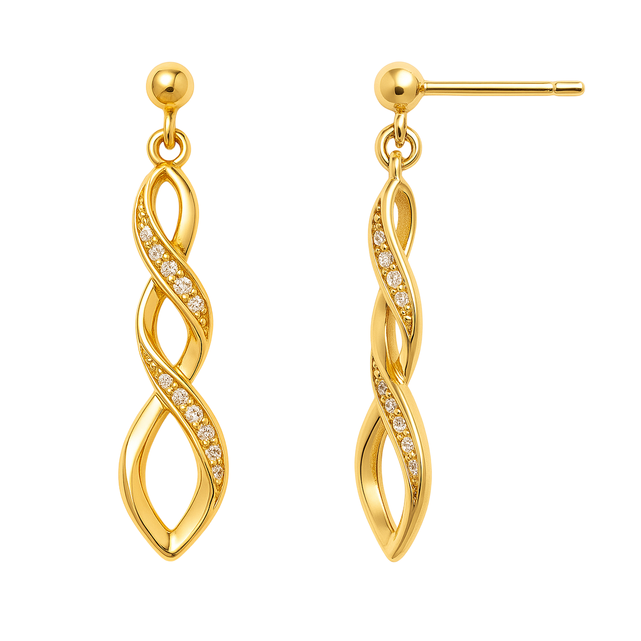 Boucles d’oreilles en Plaqué Or – Torsade Éclat & Zirconium