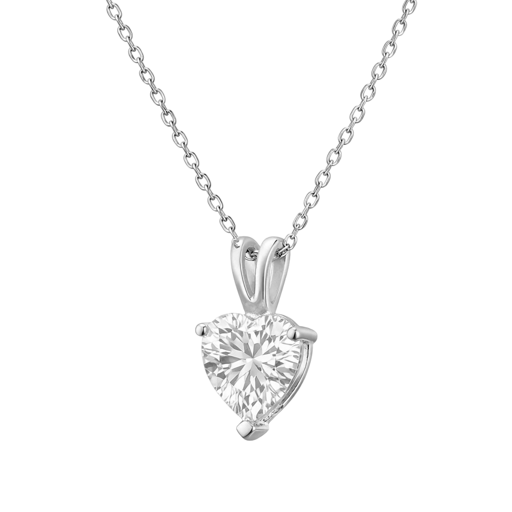Collier Cœur en Argent 925 Rhodié & Zirconium