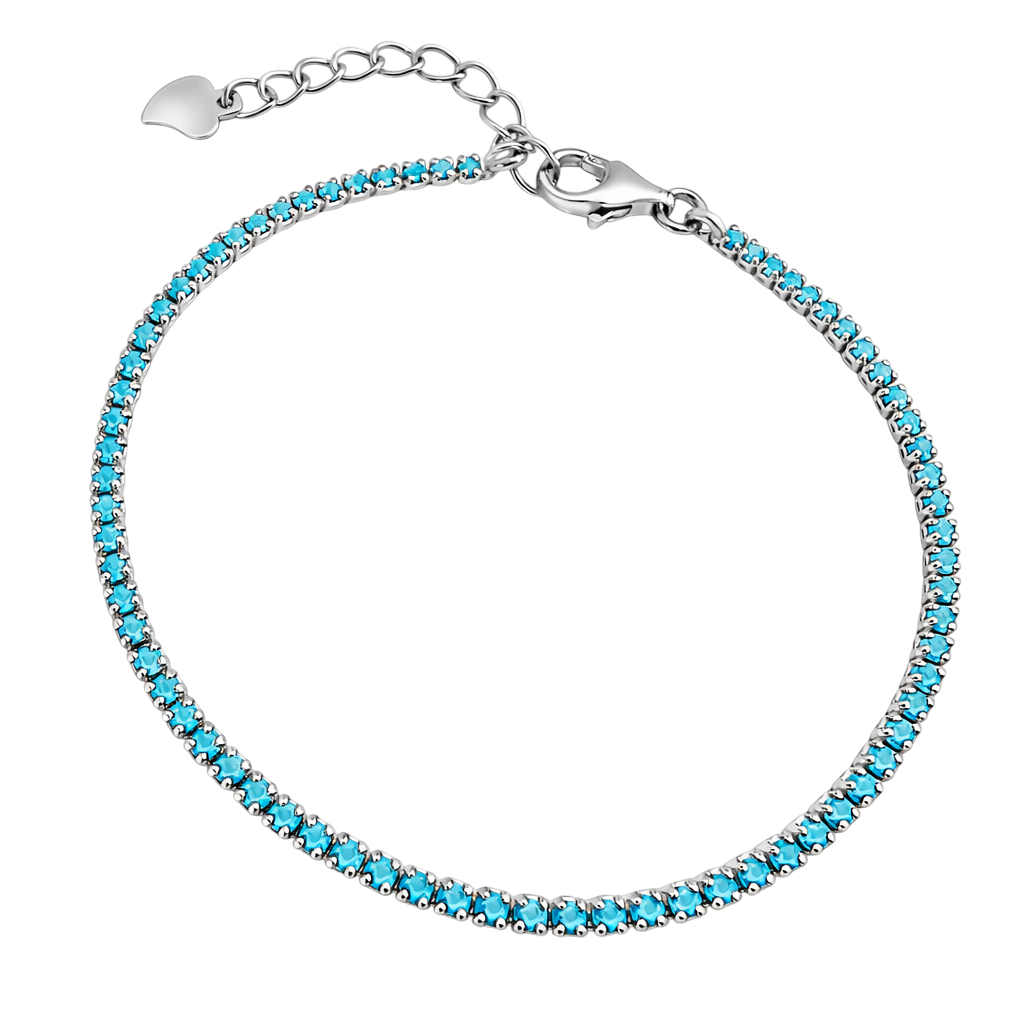 Bracelet en argent 925 rhodié & imitation turquoise