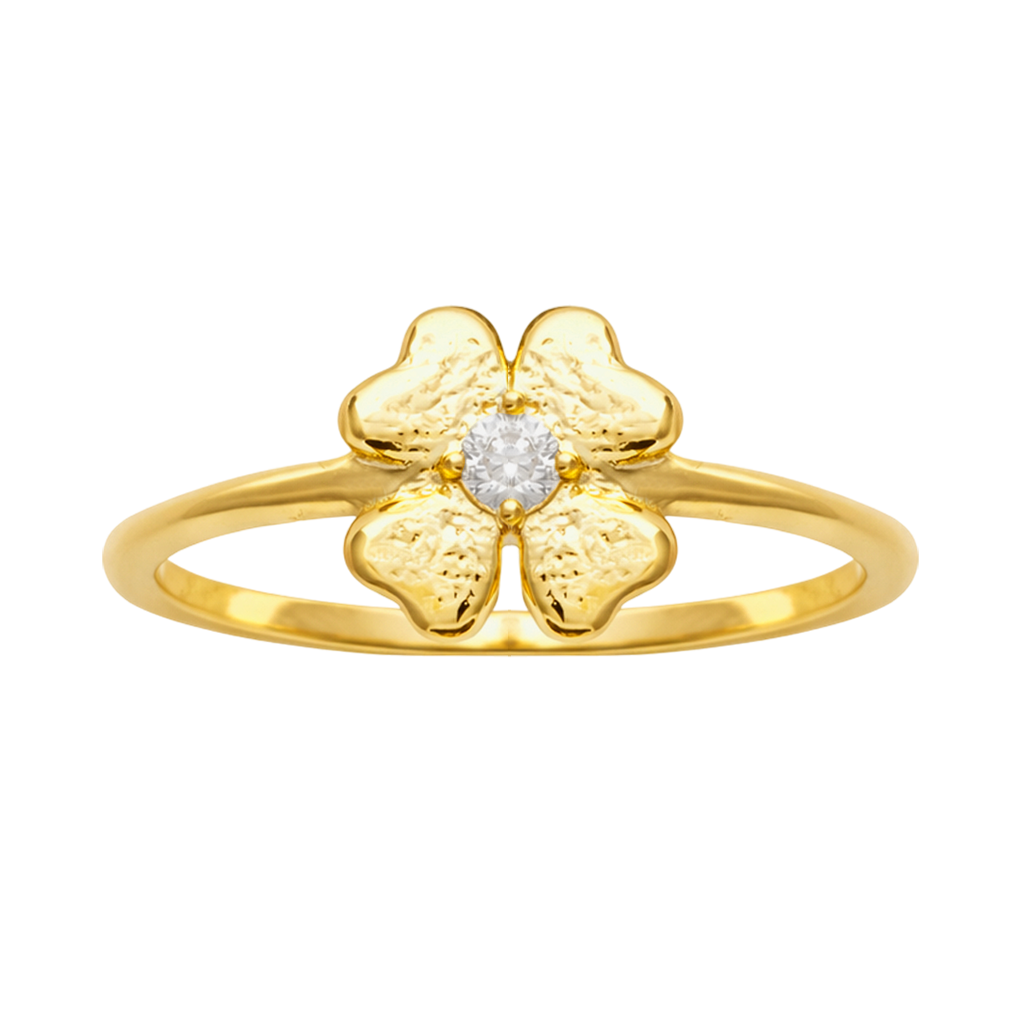 Bague Trèfle en Plaqué Or 18 Carats & Zirconium