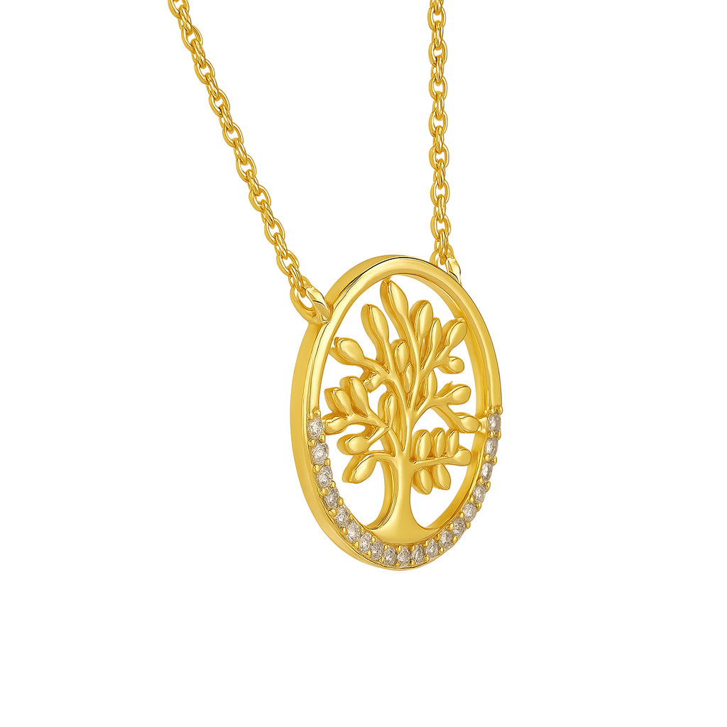 Collier Arbre de Vie – Plaqué Or & Zirconium | Chaîne 40 + 5 cm