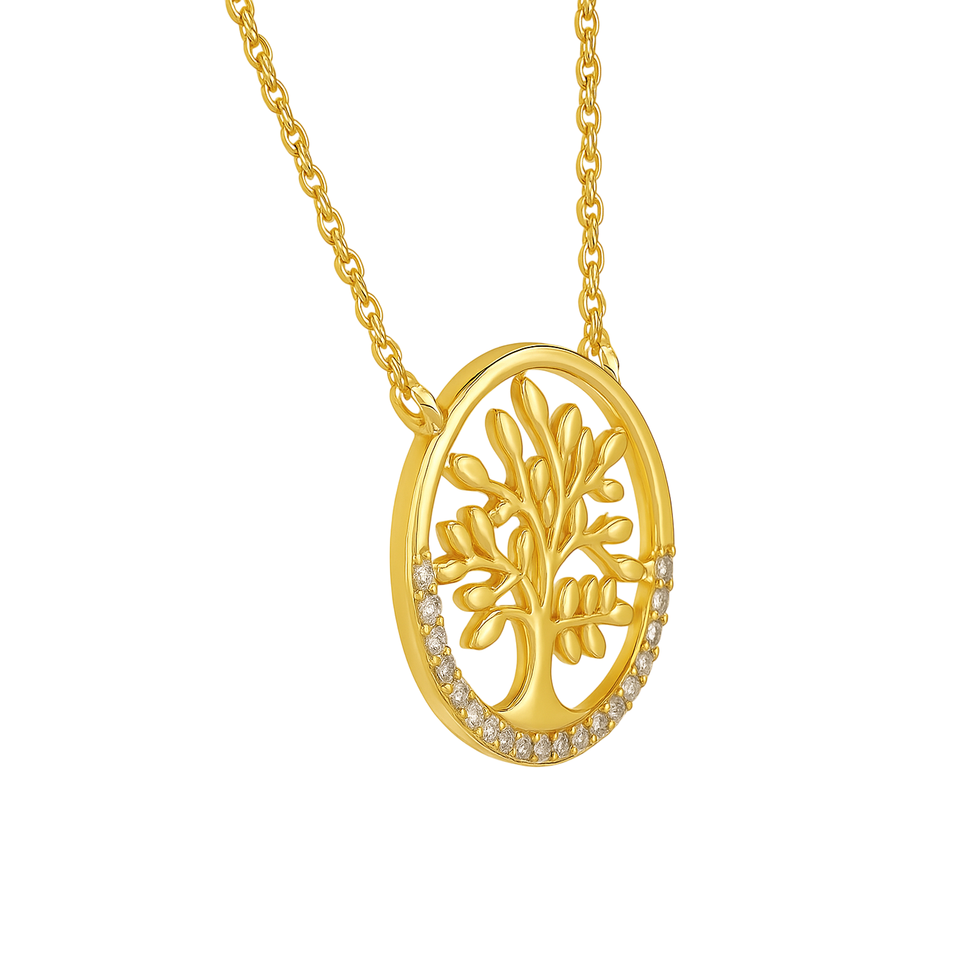 Collier Arbre de Vie – Plaqué Or & Zirconium | Chaîne 40 + 5 cm