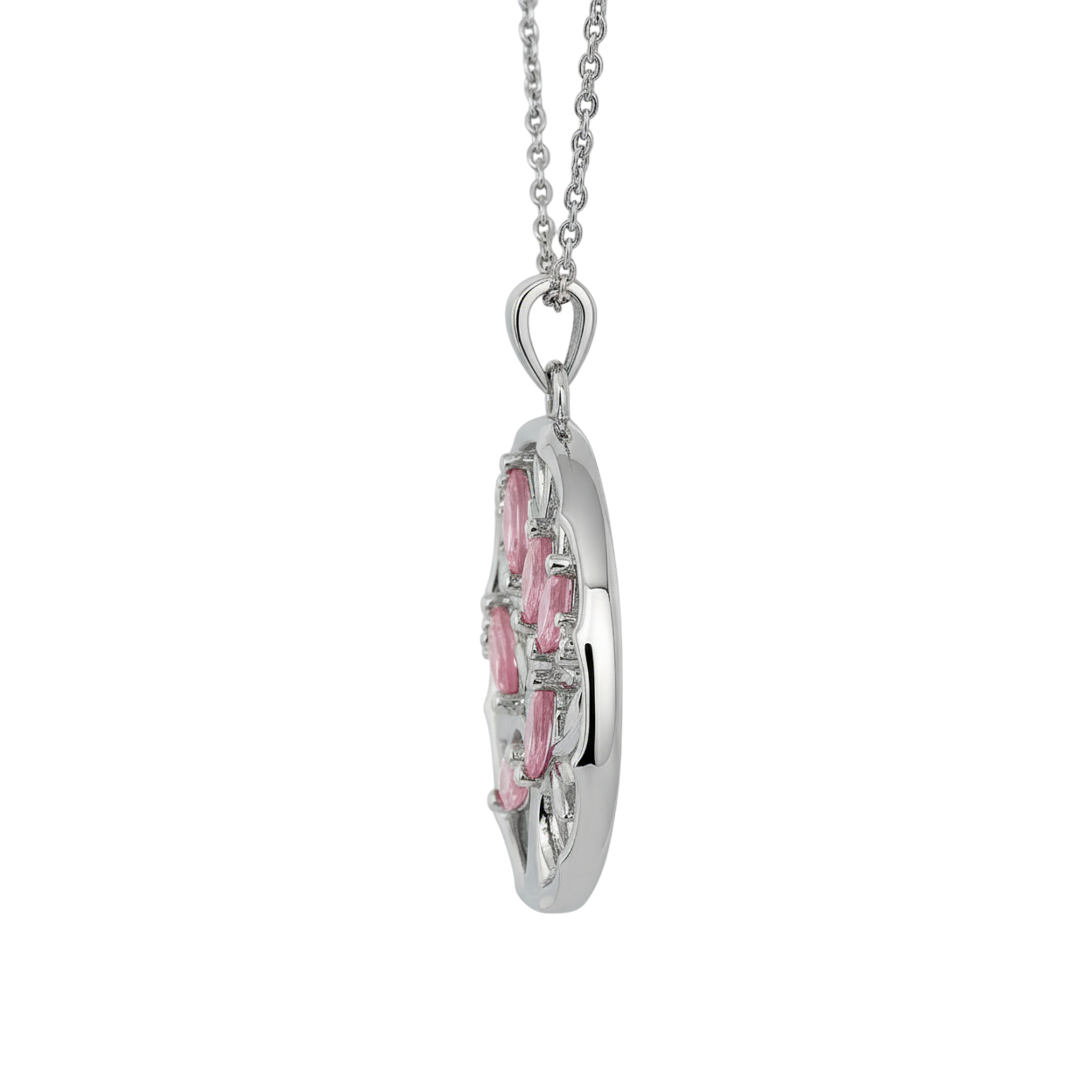 Collier Arbre de Vie en Argent 925 Rhodié & Zirconium – Pendentif Pierre Rose