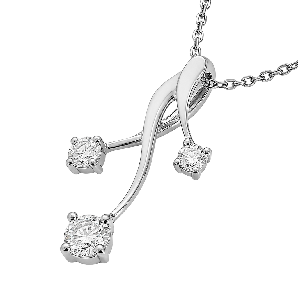Collier Argent 925 Rhodié & Zirconiums Élégance Croisée