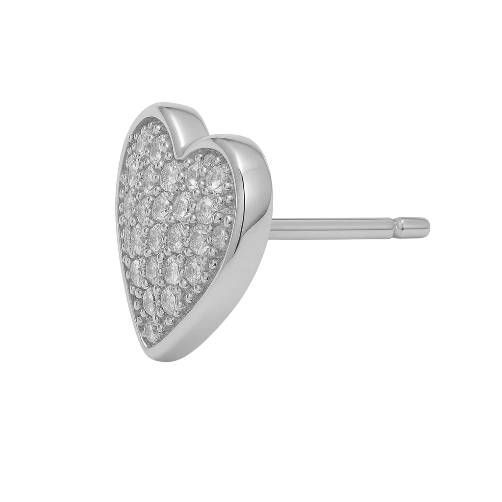 Boucles d’oreilles Cœur en Argent 925 Rhodié & Zirconiums