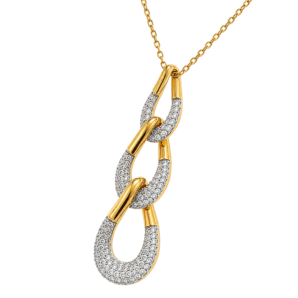 Collier Maillons Entrelacés Zirconium – Plaqué Or 18 Carats