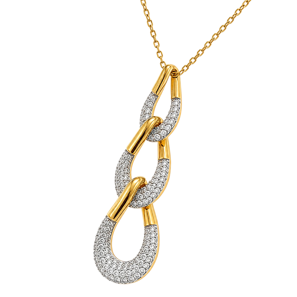 Collier Maillons Entrelacés Zirconium – Plaqué Or 18 Carats