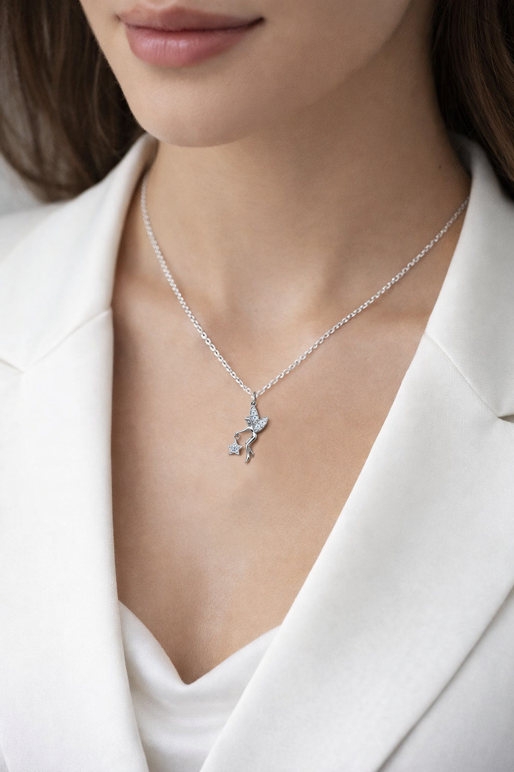 Collier Fée Étoile – Argent 925 Rhodié & Zirconium