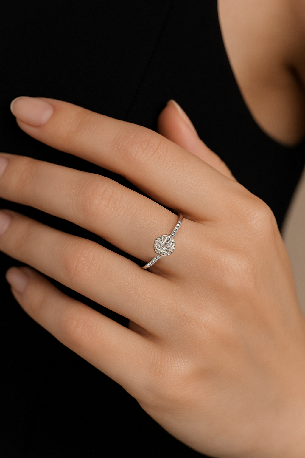 Bague en Argent 925 Rhodié – Pavé de Zirconium Étincelant | Bague Fine Femme