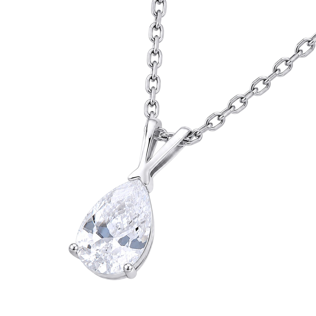 Collier Poire Éclat – Argent 925 Rhodié & Zirconium
