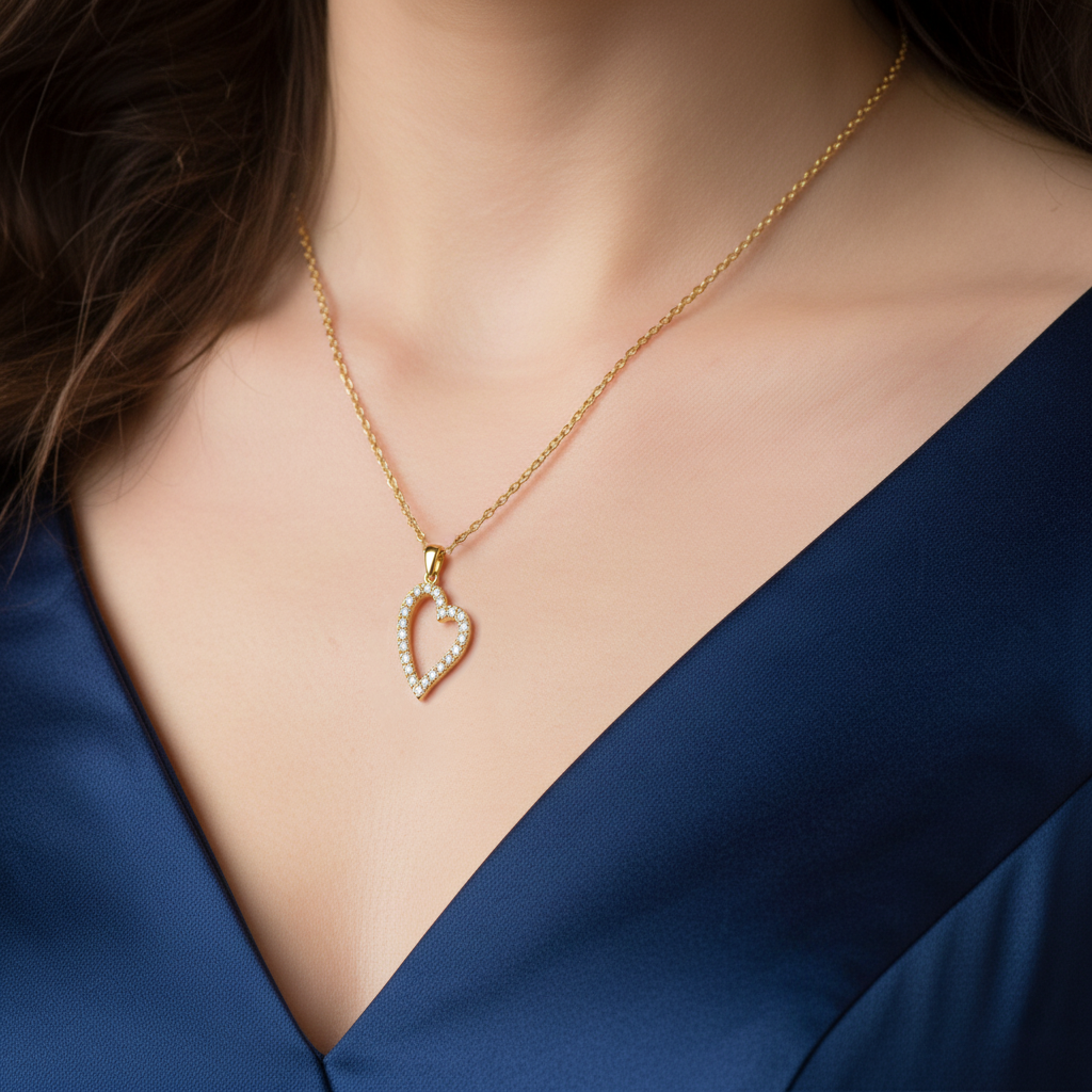 Collier Cœur Éclat – Plaqué Or 18 Carats & Zirconiums