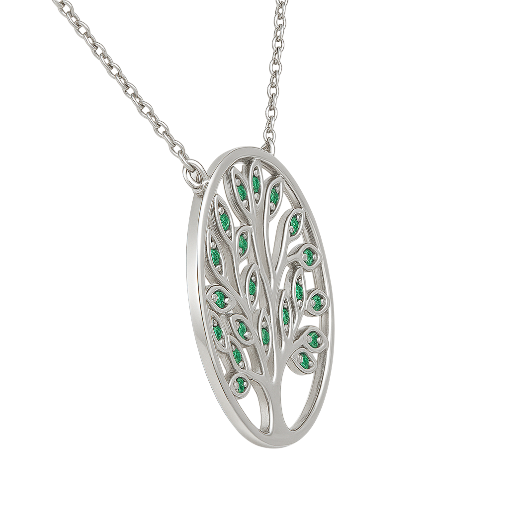 Collier Grand Arbre de Vie en Argent 925 Rhodié
