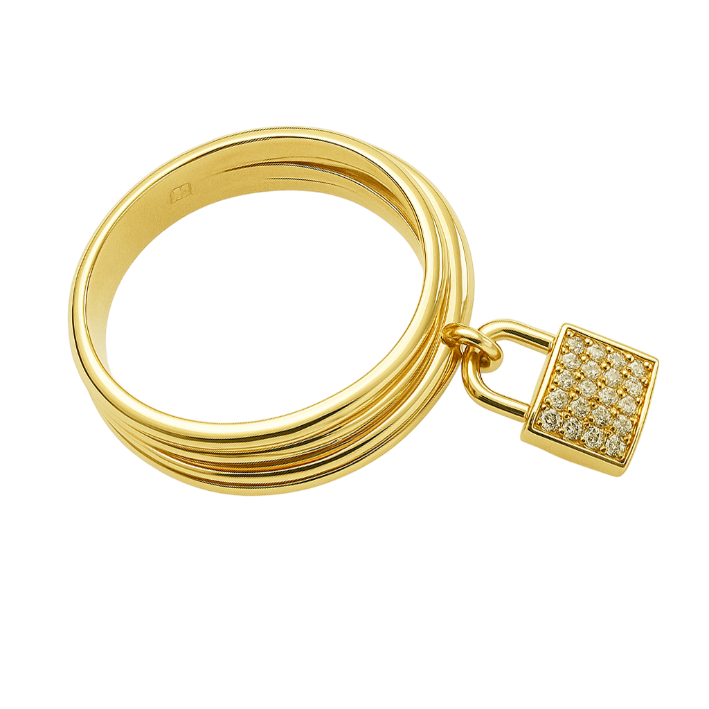 Bague Cadenas Mobile - Plaqué Or & Zirconiums