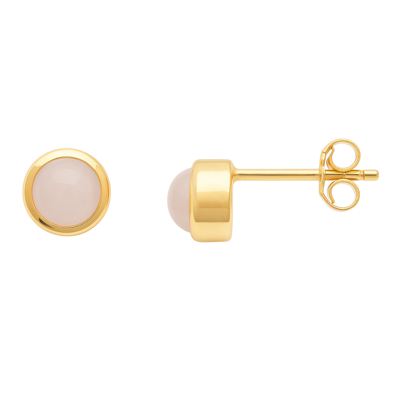 Boucles d’oreilles puces en plaqué or & Quartz Rose – Élégance Douce et Intemporelle
