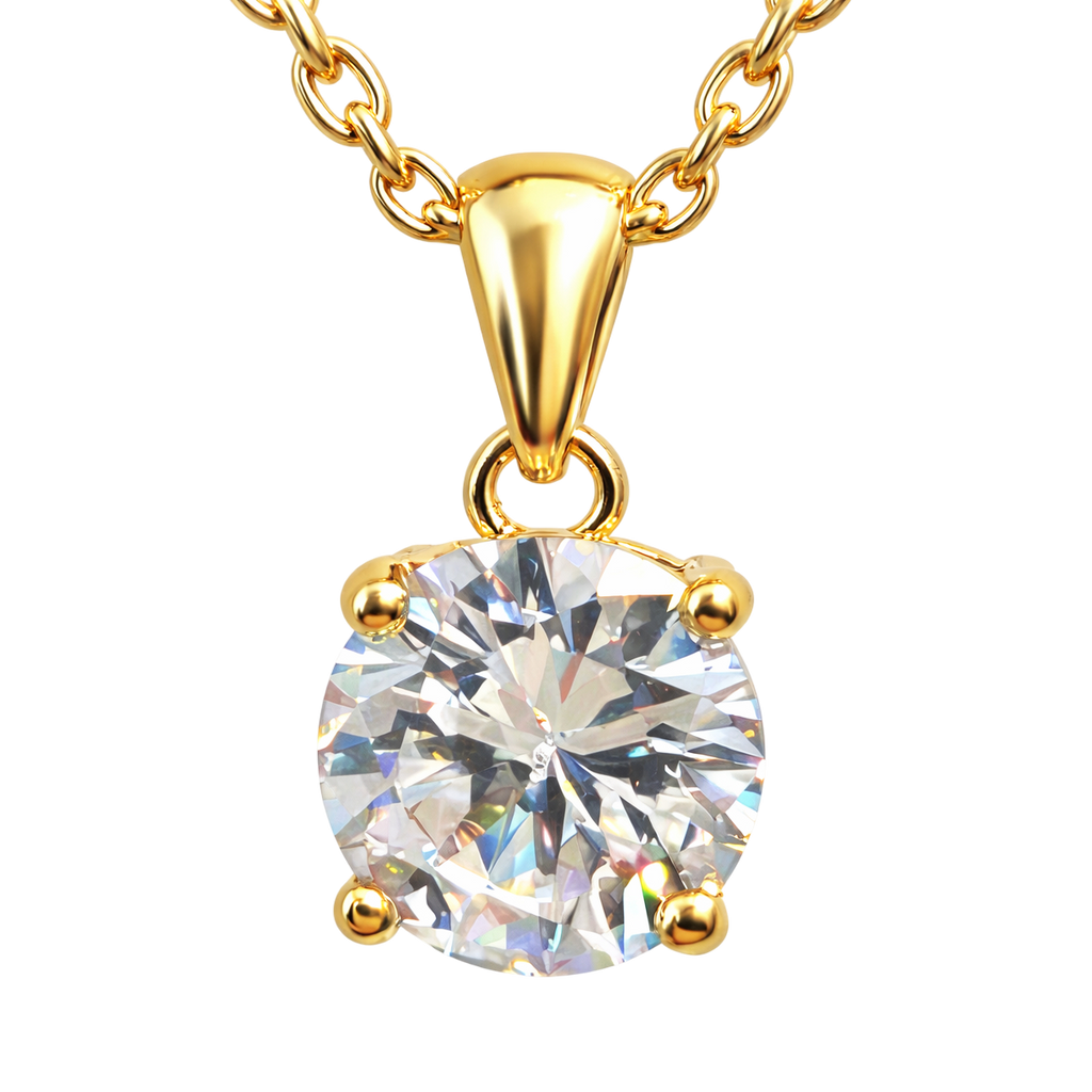 Collier Solitaire Zirconium – Plaqué Or 18 Carats