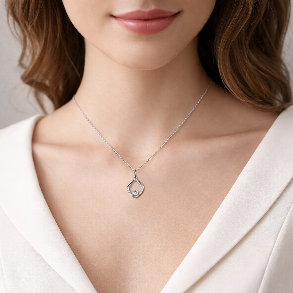 Collier Argent 925 Rhodié & Zirconium – Élégance Moderne