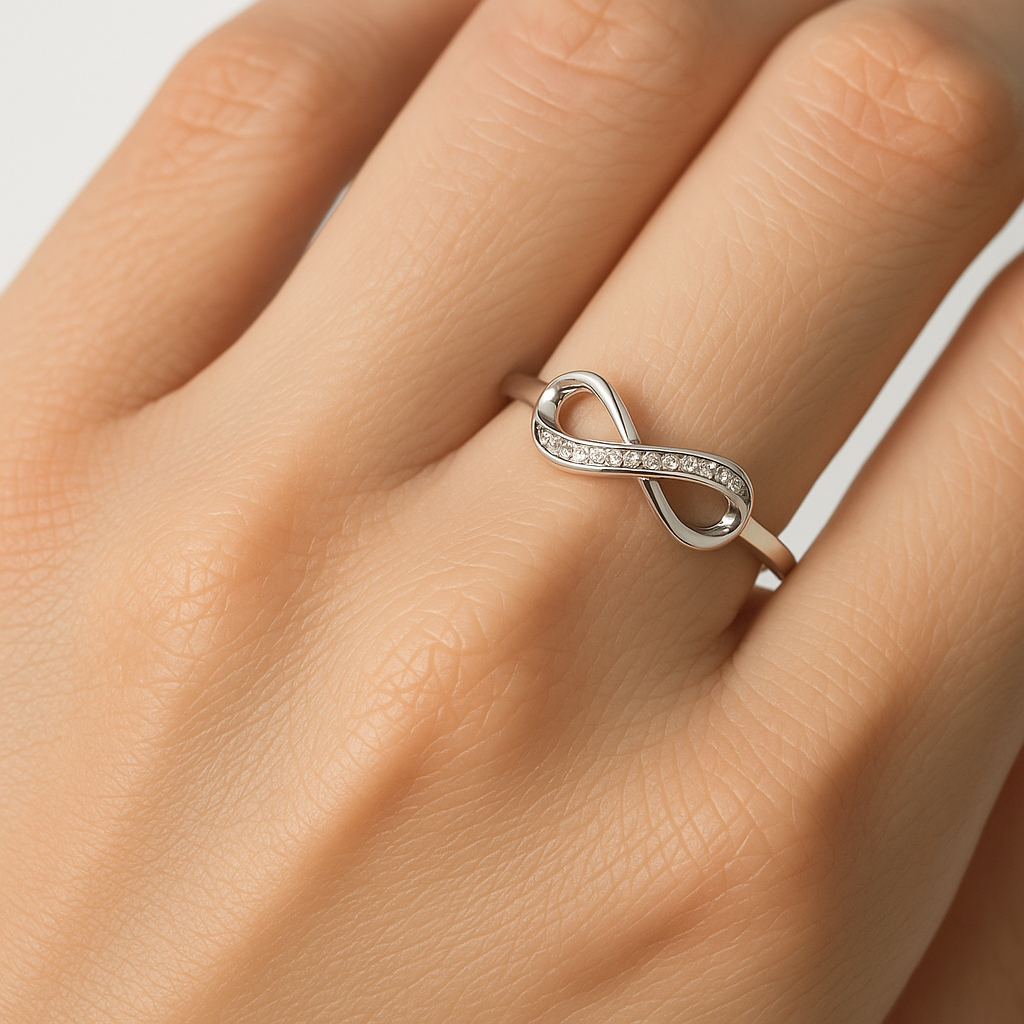 Bague Infini en Argent 925 Rhodié & Zirconium – Élégance Intemporelle