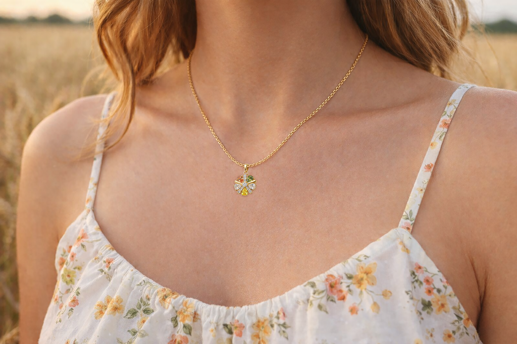 Collier Fleur Éclat – Plaqué Or 18 Carats & Zirconium