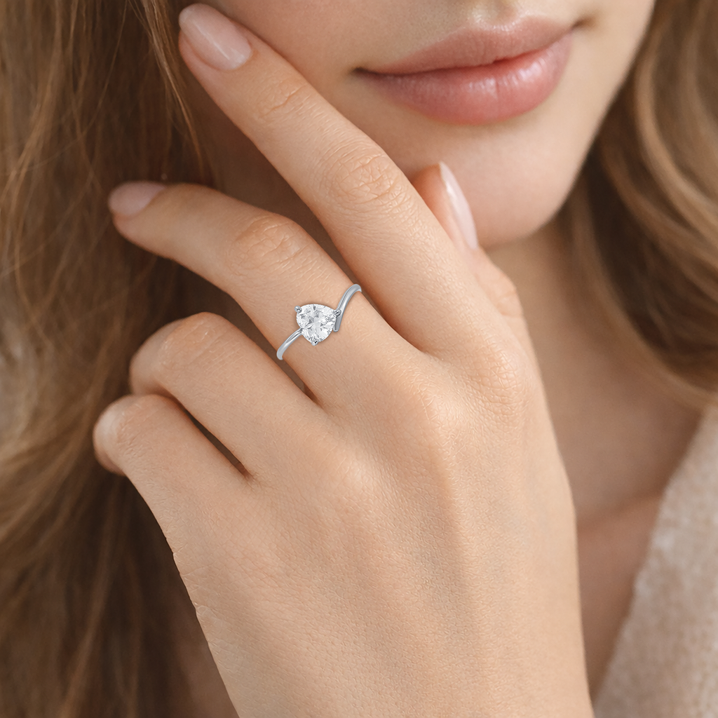 Bague Cœur Zirconium – Argent 925 Rhodié