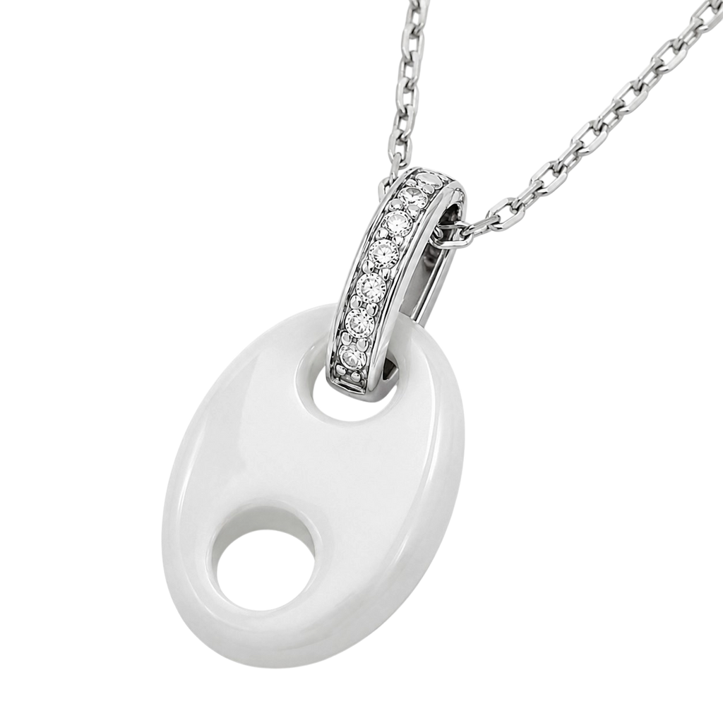Collier Céramique Blanche & Argent 925 Rhodié