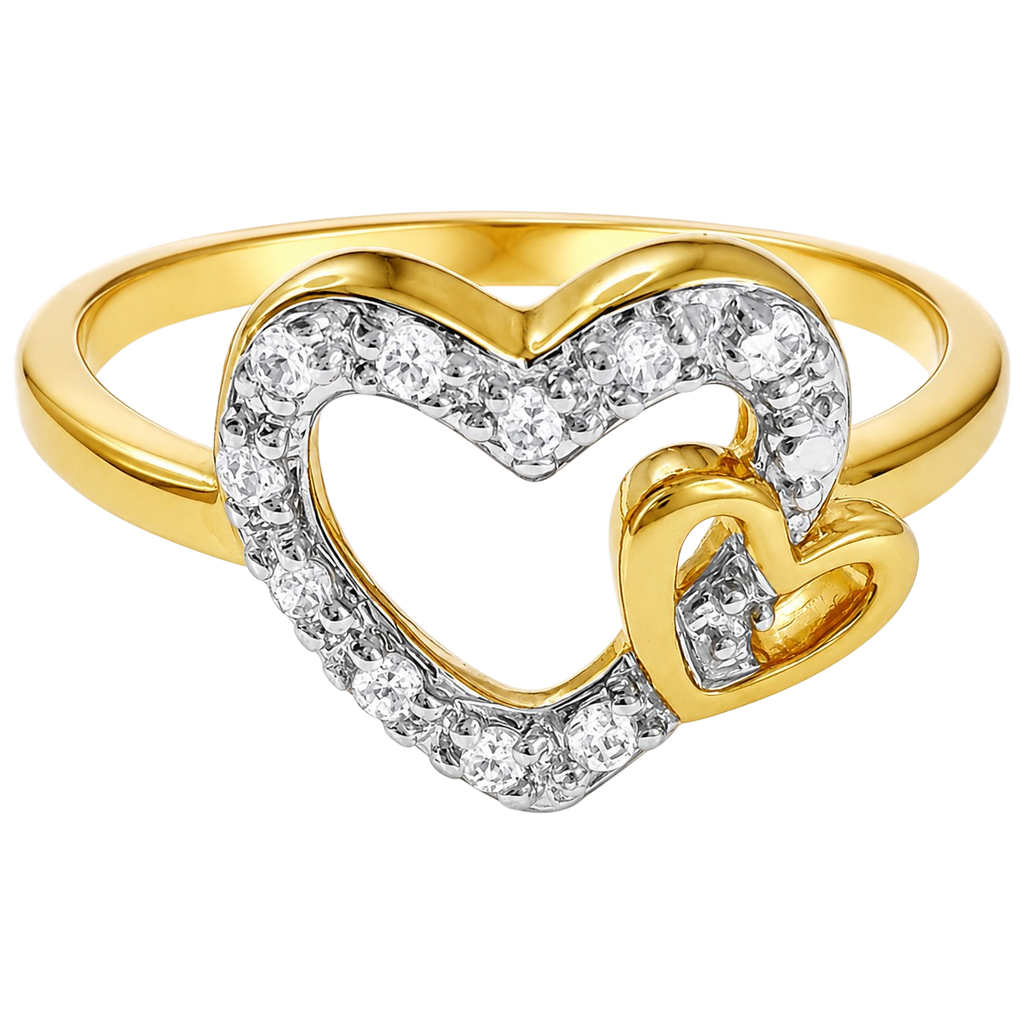 Bague Cœur Zirconium – Plaqué Or 18 Carats
