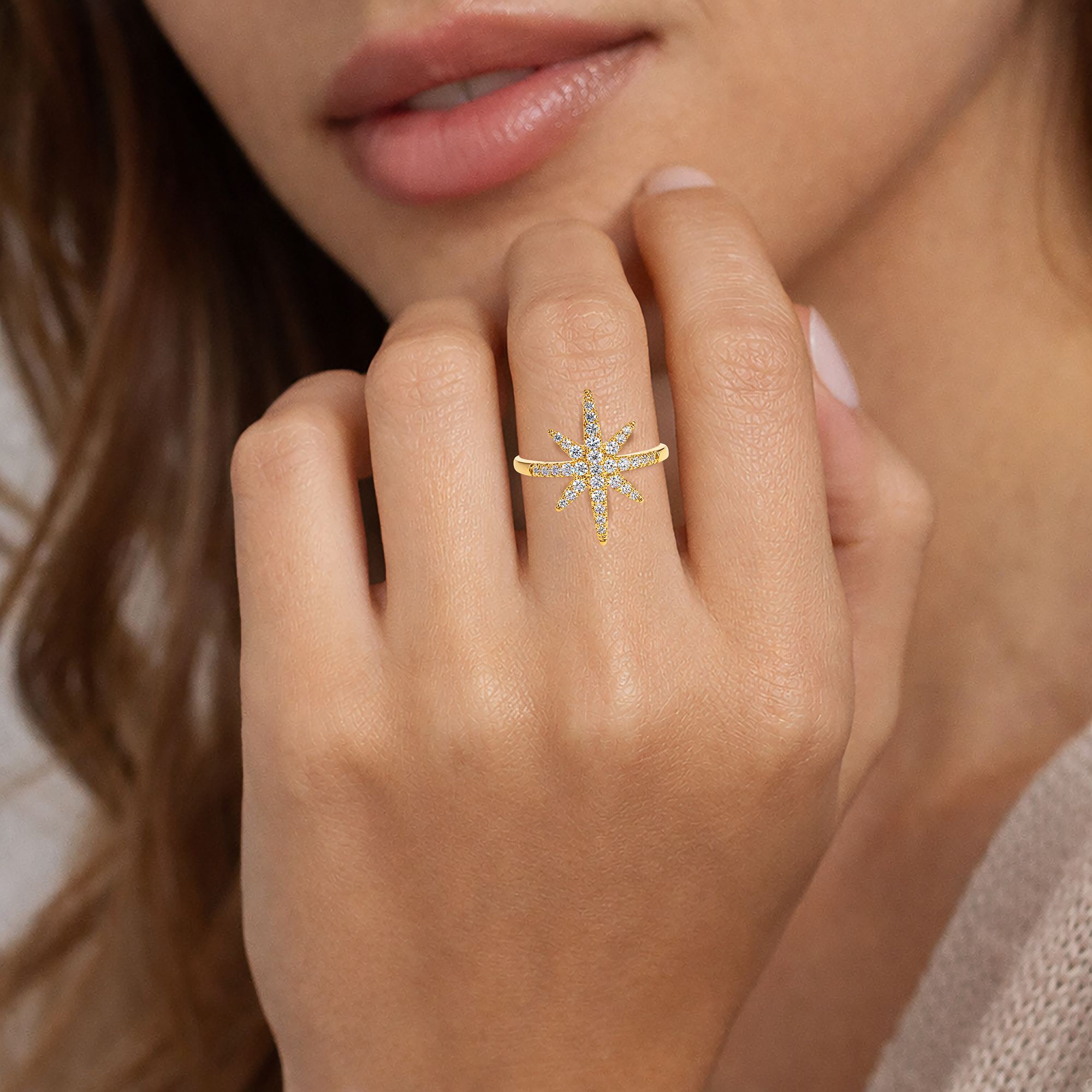 Bague Étoile en Plaqué Or 18 Carats & Zirconium – Éclat Élégant