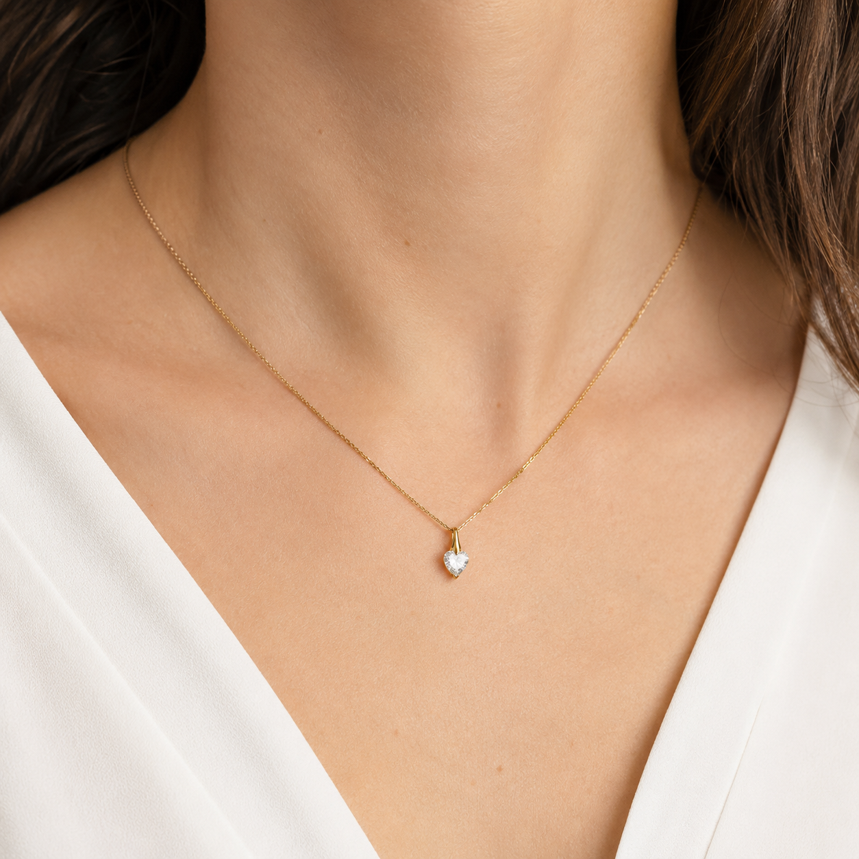 Collier Cœur Éclat – Plaqué Or Jaune 18 Carats & Zirconium