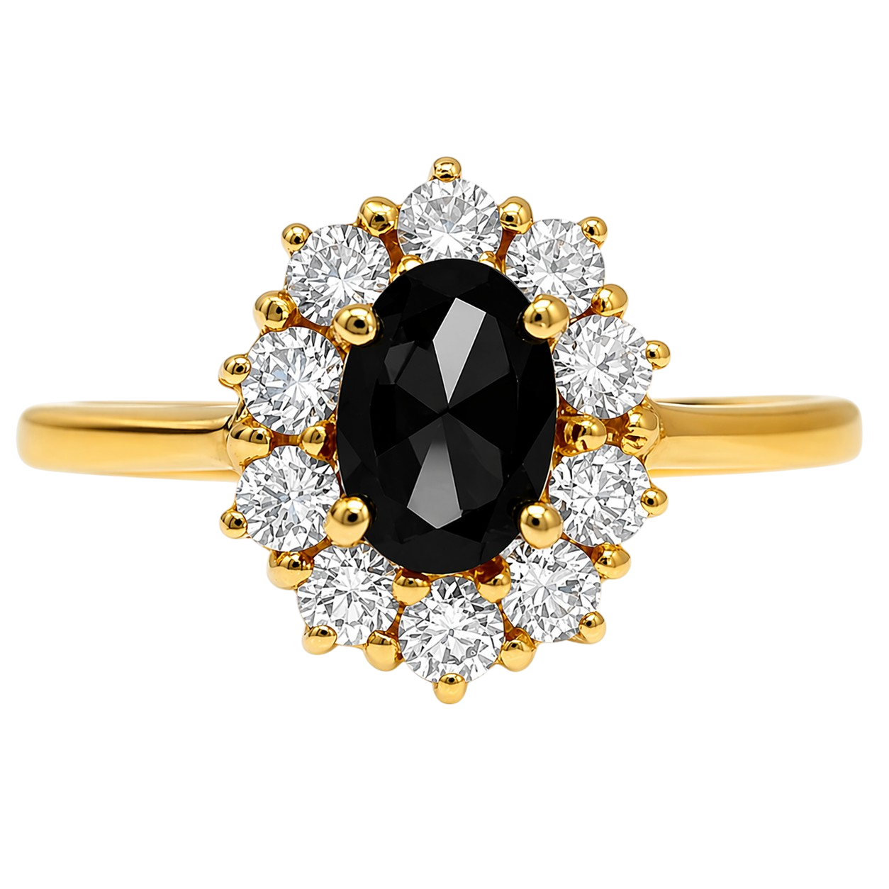 Bague Élégance Noire – Plaqué Or 18 Carats & Saphir