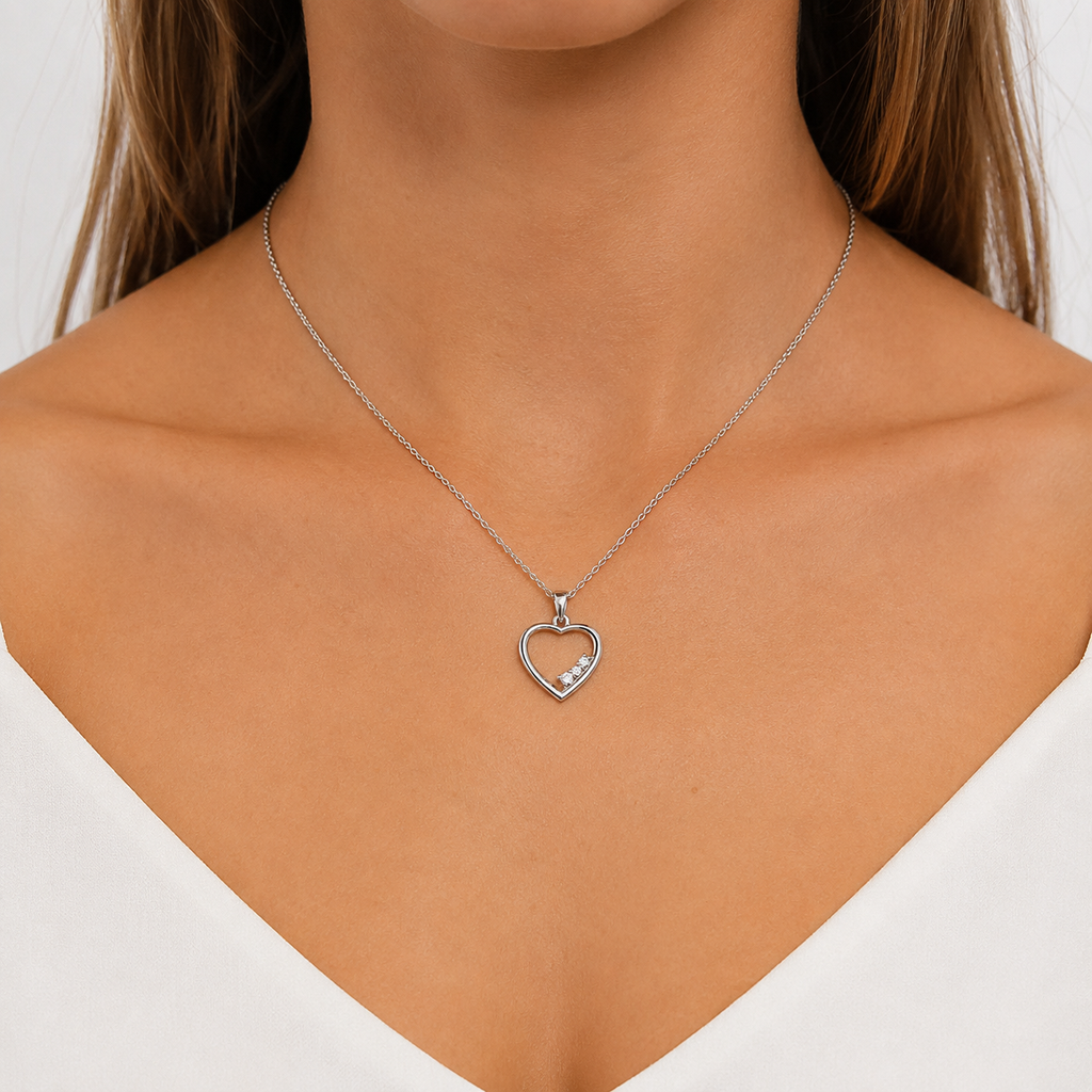 Collier Cœur Argent 925 Rhodié & Zirconiums – Orinae
