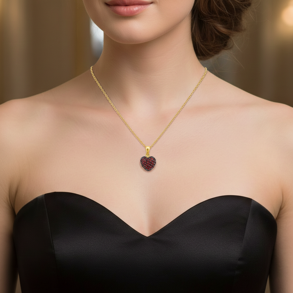 Collier Cœur en Plaqué Or 18 Carats & Zirconiums