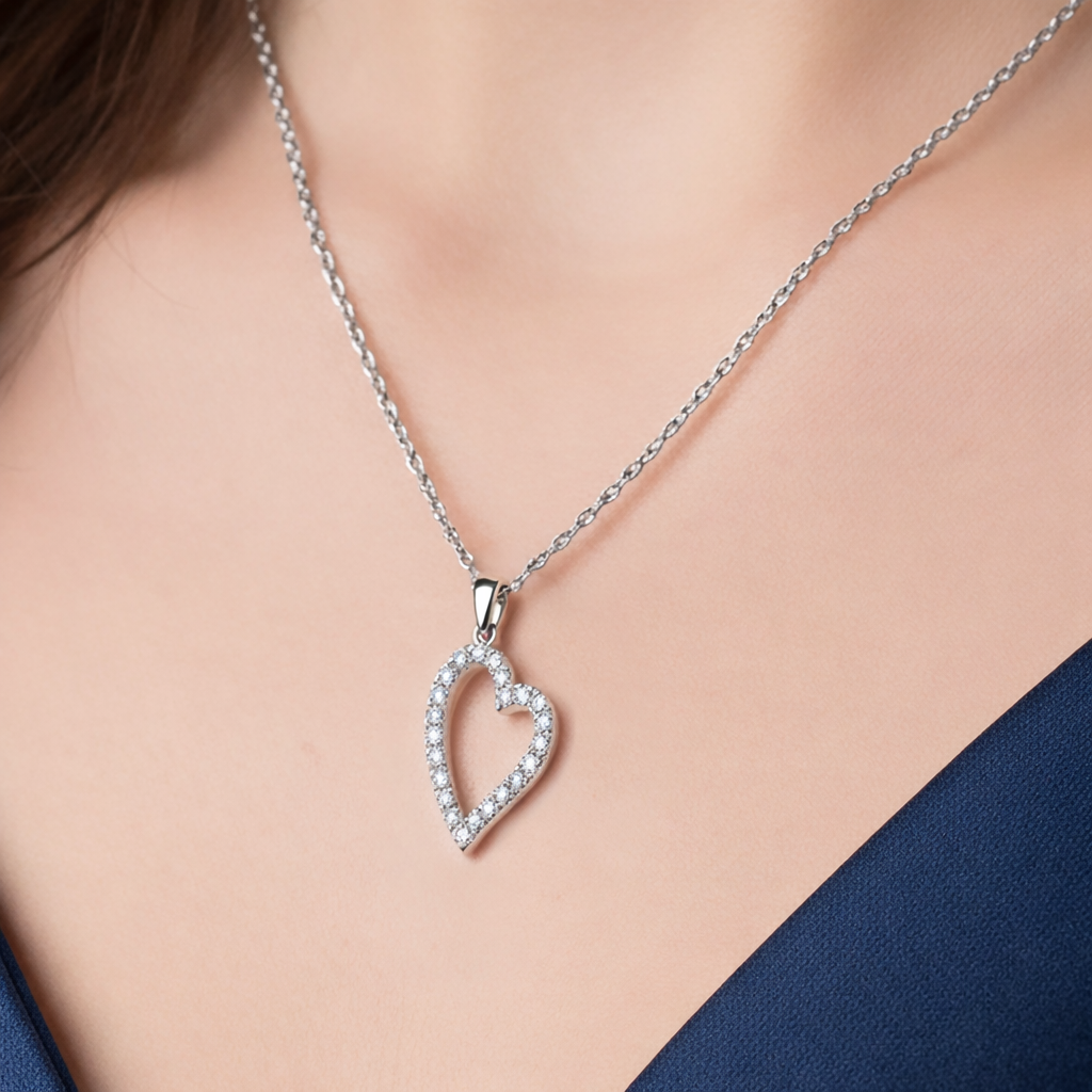 Collier Cœur Éclat – Argent 925 Rhodié & Zirconium