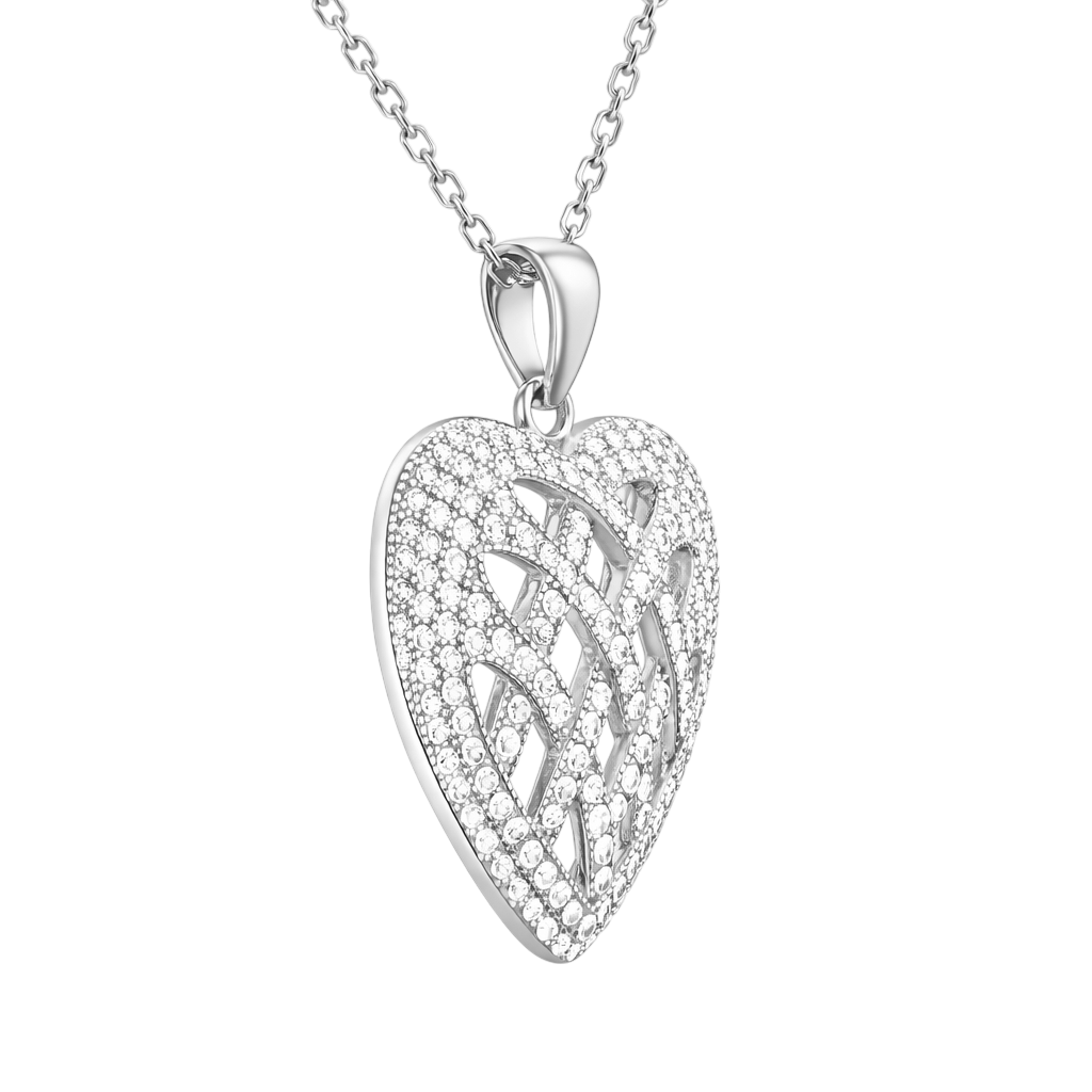 Collier Cœur Entrelacé en Argent 925 Rhodié & Zirconiums