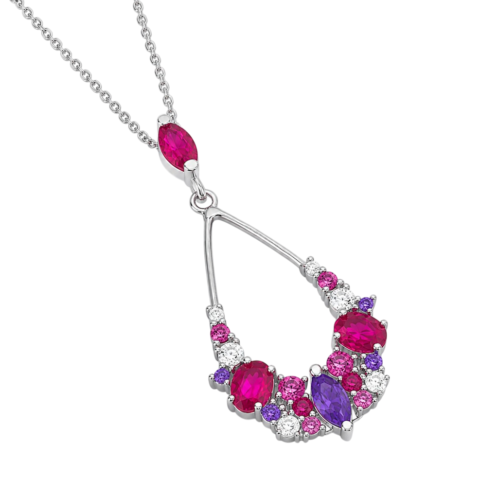 Collier Argent 925 Rhodié & Zirconiums Multicolores