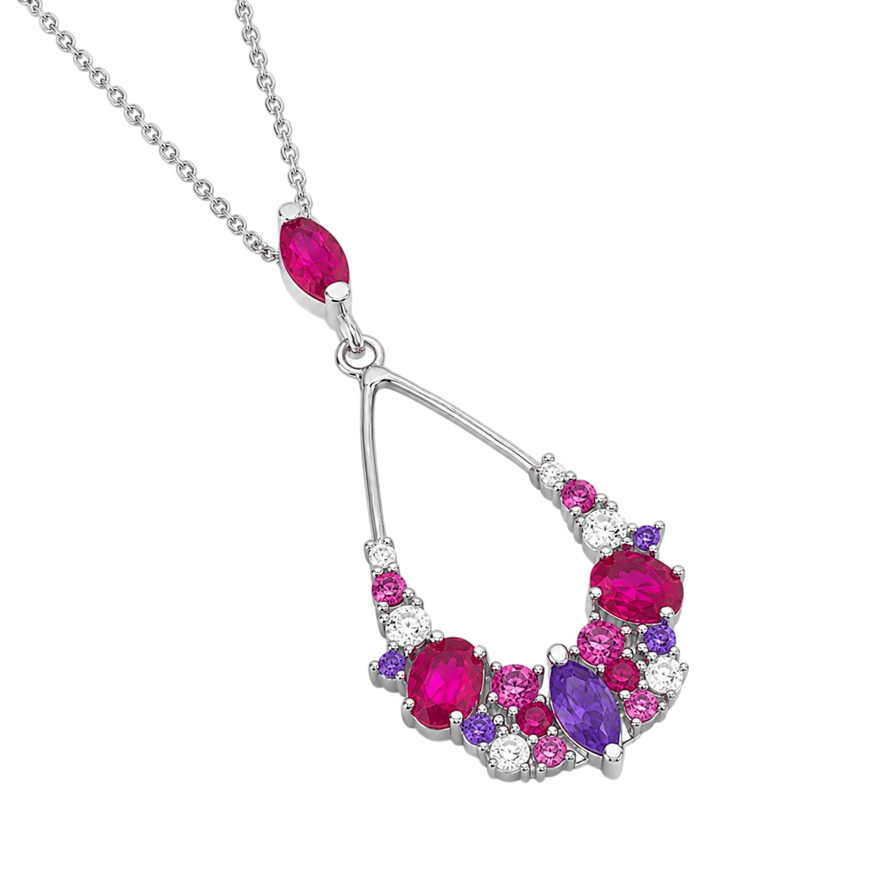 Collier Argent 925 Rhodié & Zirconiums Multicolores