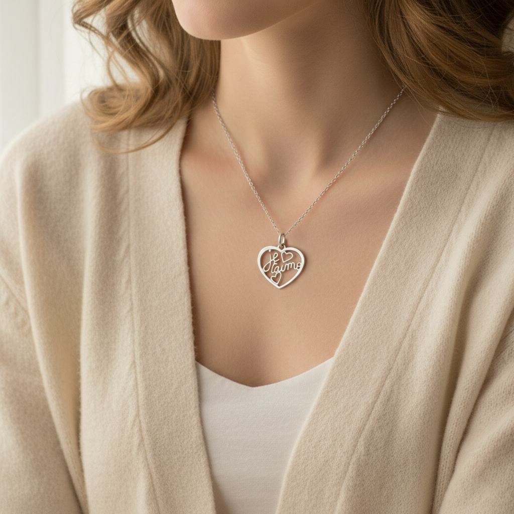 Collier Cœur « Je t’aime » – Argent 925