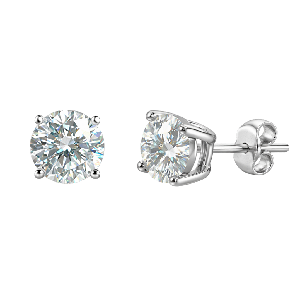 Boucles d’oreilles puces 5 mm en Argent 925 rhodié & Zirconium – Éclat diamant