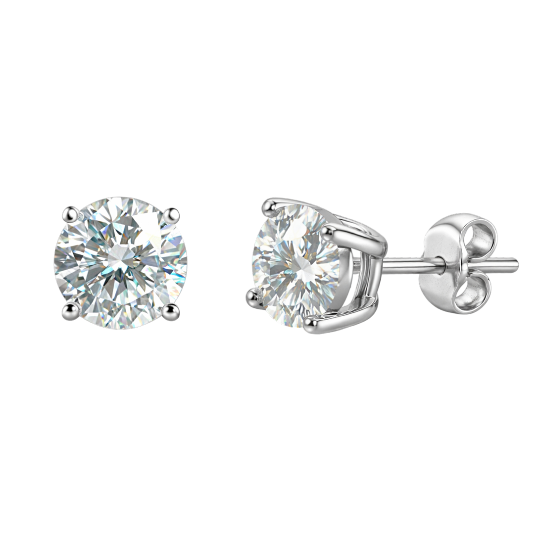 Boucles d’oreilles puces 5 mm en Argent 925 rhodié & Zirconium – Éclat diamant