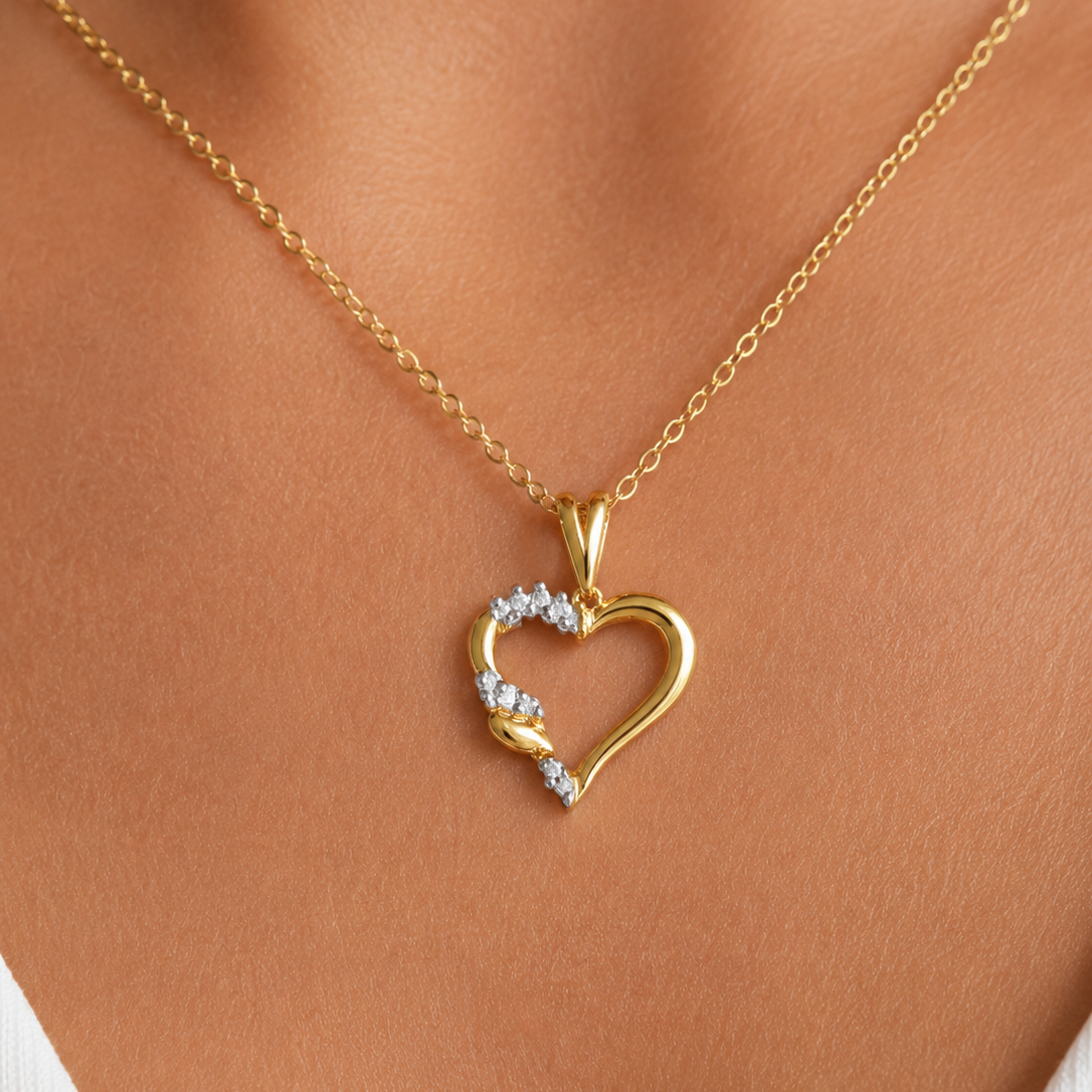 Collier Cœur Éclat – Plaqué Or Jaune 18 Carats & Zirconiums