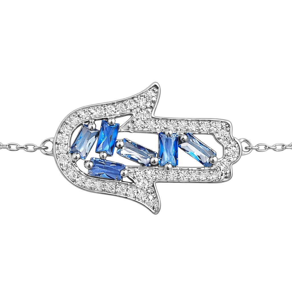Bracelet Main de Fatma – Argent 925 & Zirconiums Bleus