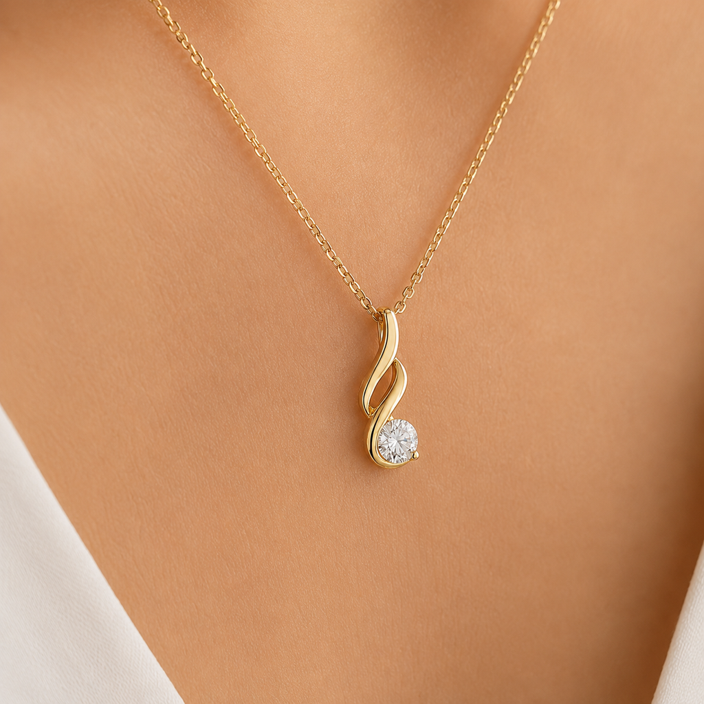 Collier Élégance – Plaqué Or Jaune 18 Carats & Zirconium