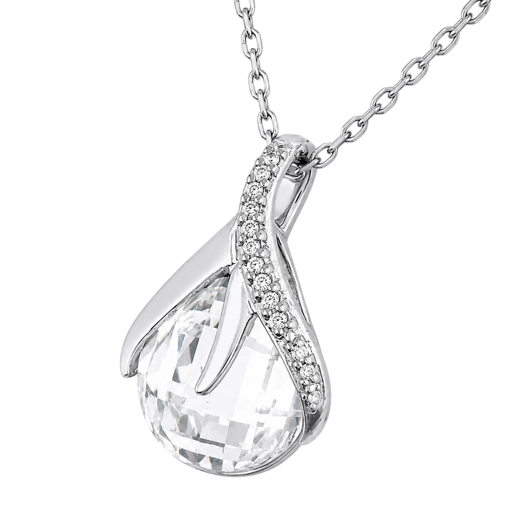 Collier Goutte Éclat Argent 925 Rhodié & Zirconium