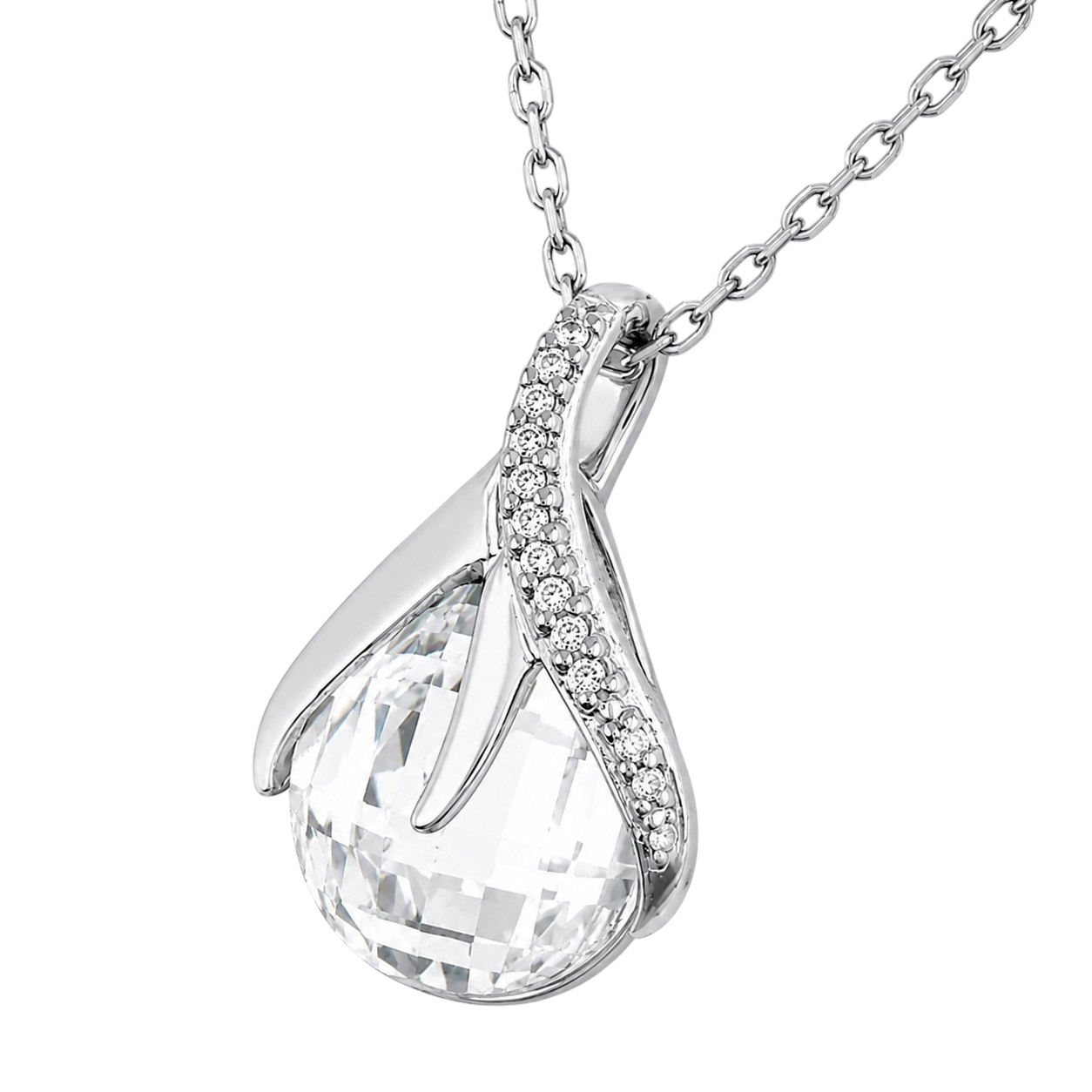 Collier Goutte Éclat Argent 925 Rhodié & Zirconium