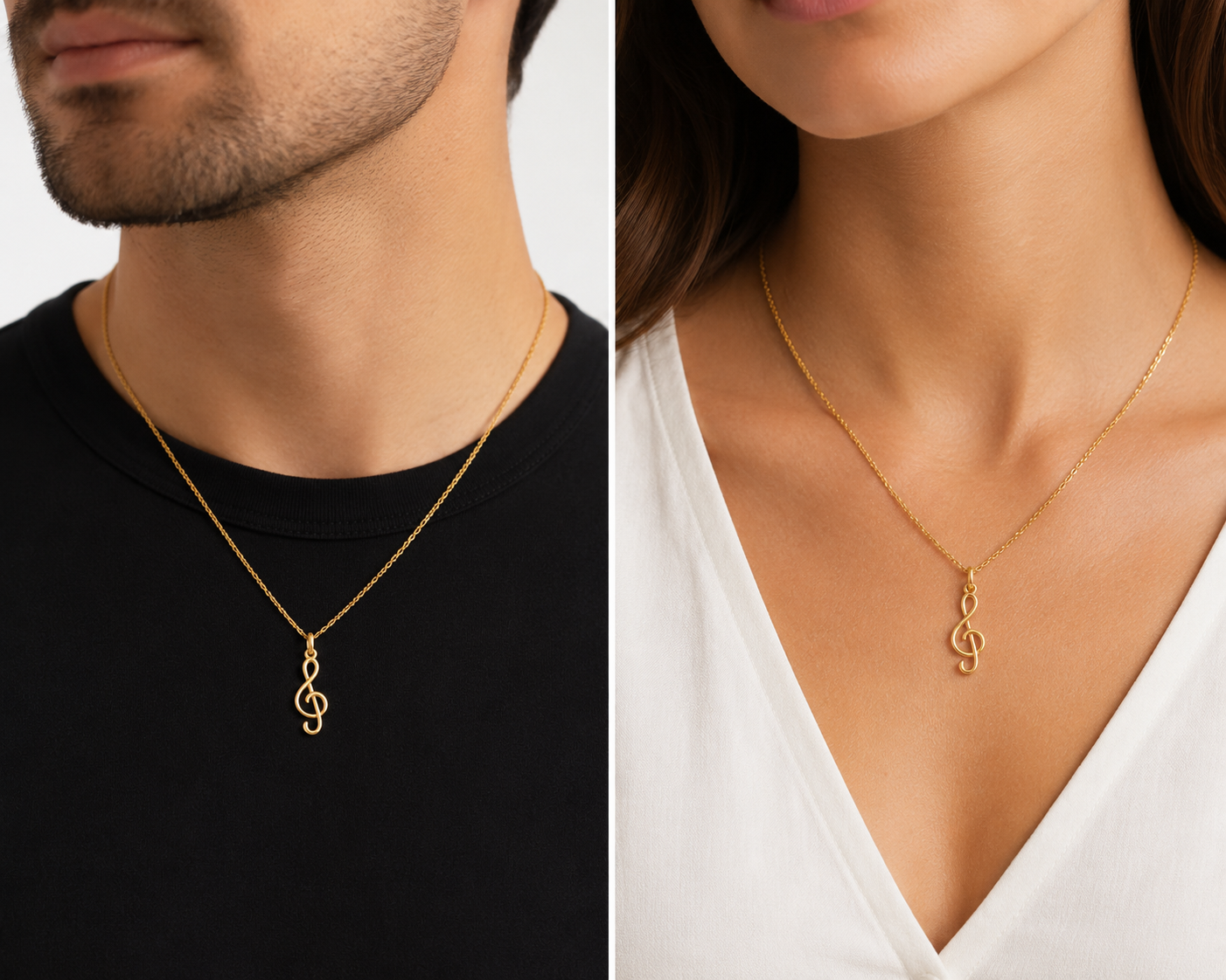 Collier Clé de Sol en Plaqué Or Jaune 18 Carats – Mixte