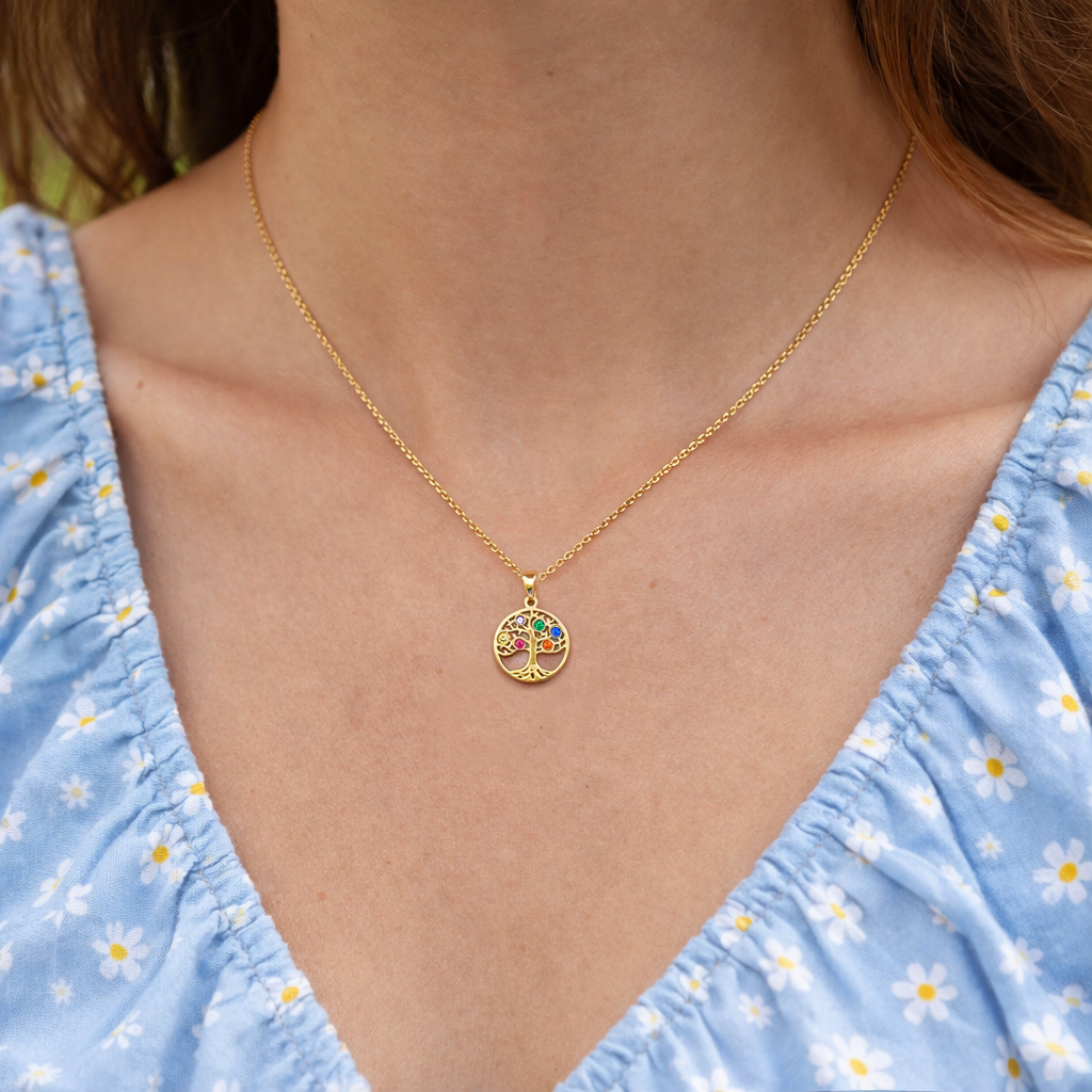 Collier Arbre de Vie – Plaqué Or 18 Carats & Zirconium