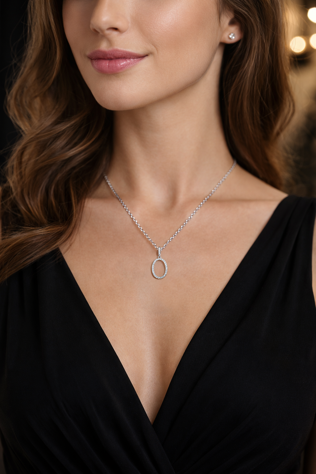Collier Ovale Éclat – Argent 925 Rhodié & Zirconiums