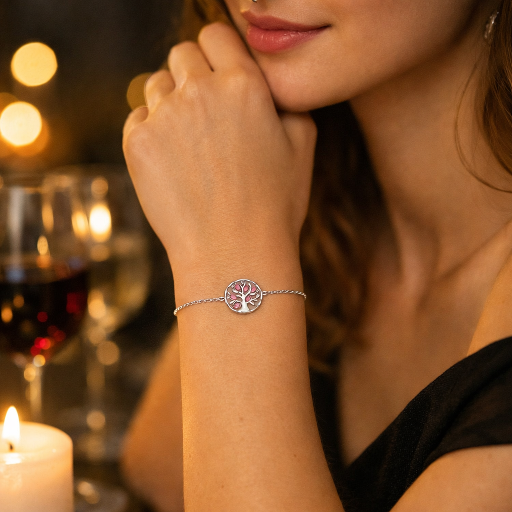 Bracelet Arbre de Vie en Argent 925 Rhodié & Zirconium