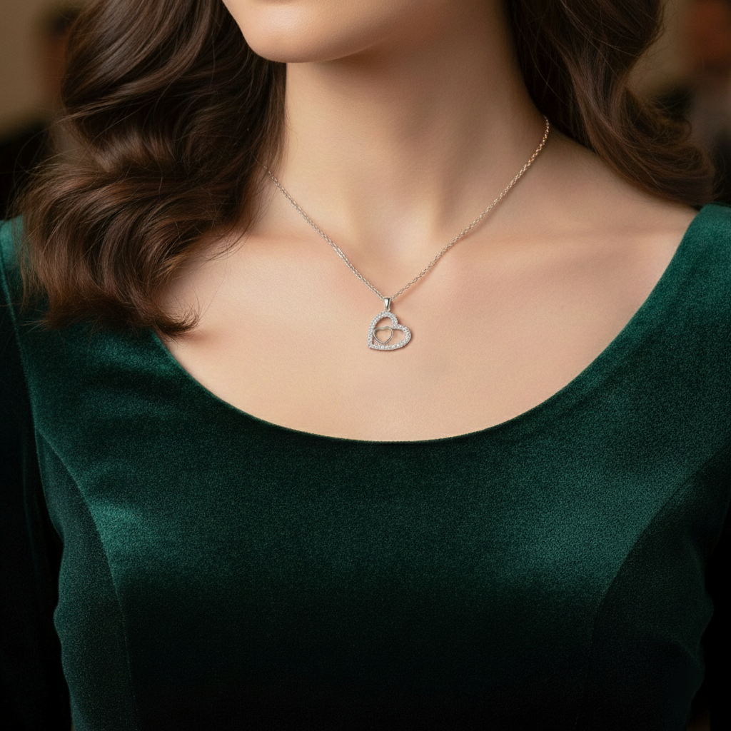 Collier Cœur Entrelacé – Argent 925 & Zirconiums